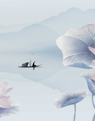 Fabric roller blind A fisherman on a boat