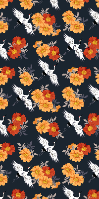 Modern roller blind Flowers and cranes