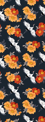 Modern roller blind Flowers and cranes