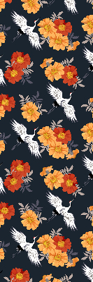 Modern roller blind Flowers and cranes
