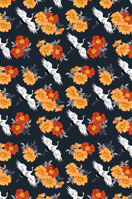 Modern roller blind Flowers and cranes