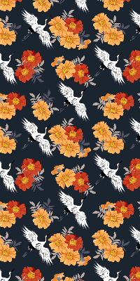 Modern roller blind Flowers and cranes