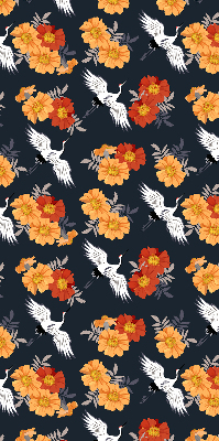 Modern roller blind Flowers and cranes