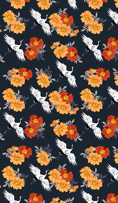 Modern roller blind Flowers and cranes