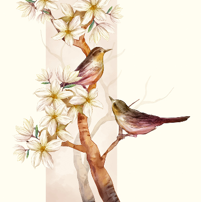 Fabric roller blind Birds on a tree with flowers