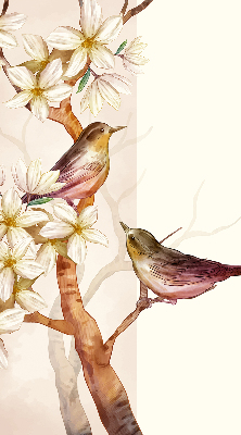 Fabric roller blind Birds on a tree with flowers