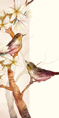 Fabric roller blind Birds on a tree with flowers