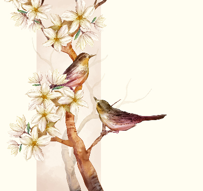 Fabric roller blind Birds on a tree with flowers