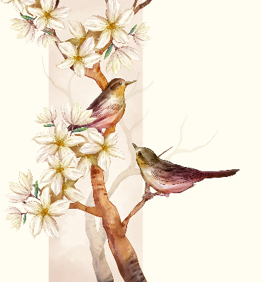 Fabric roller blind Birds on a tree with flowers