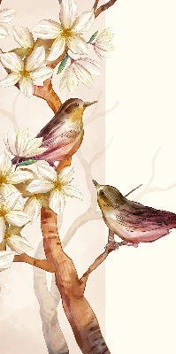 Fabric roller blind Birds on a tree with flowers