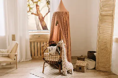 Fabric roller blind featuring a birds on a tree with flowers pattern
