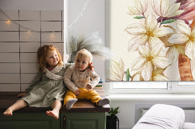 Fabric roller blind Birds on a tree with flowers