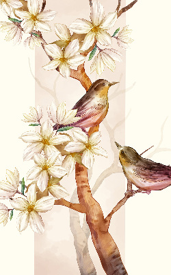 Fabric roller blind Birds on a tree with flowers