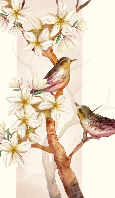 Fabric roller blind Birds on a tree with flowers