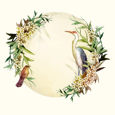 Modern roller blind A crane in a circle of greenery