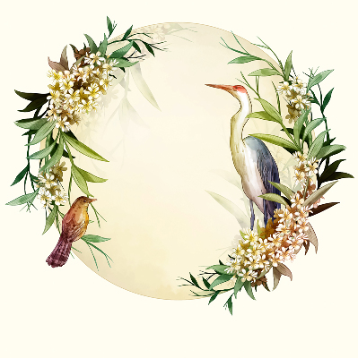 Modern roller blind A crane in a circle of greenery