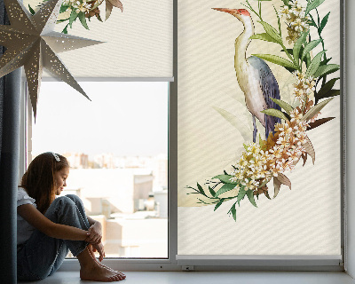 Modern roller blind A crane in a circle of greenery