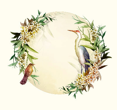Modern roller blind A crane in a circle of greenery