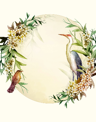 Modern roller blind A crane in a circle of greenery
