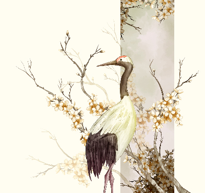 Roller blind for large window A crane in the bush