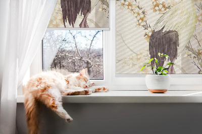 Roller blind for large window A crane in the bush