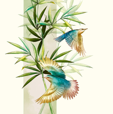 Fabric roller blind Birds in the leaves