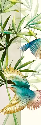 Fabric roller blind birds in the leaves pattern