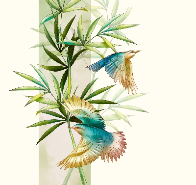 Fabric roller blind Birds in the leaves