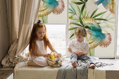 Fabric roller blind Birds in the leaves