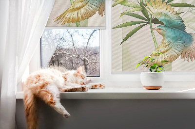 Fabric roller blind Birds in the leaves
