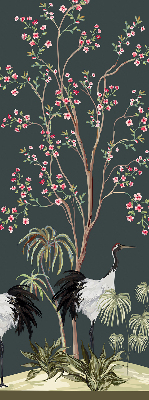 Modern roller blind Birds by the rose bush