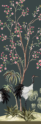 Modern roller blind Birds by the rose bush