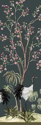 Modern roller blind featuring birds by the rose bush design