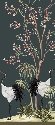 Modern roller blind Birds by the rose bush