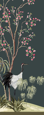 Modern roller blind Birds by the rose bush