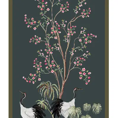 Modern roller blind featuring birds by the rose bush design