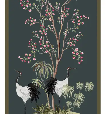Modern roller blind featuring birds by the rose bush design