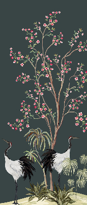 Modern roller blind Birds by the rose bush