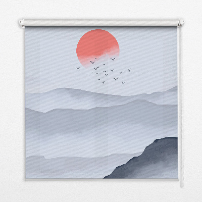 Roller blind for large window Mountains in the fog