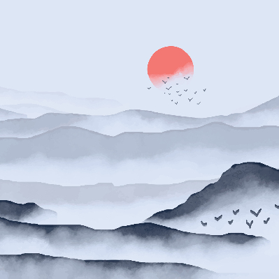 Roller blind for large window Mountains in the fog