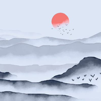 Roller blind for large window Mountains in the fog