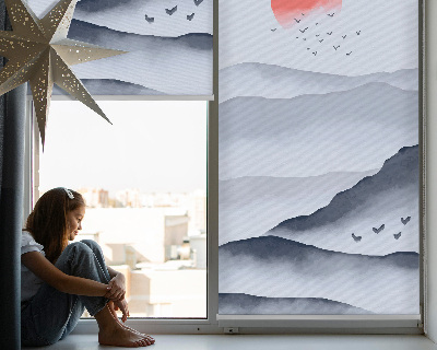 Roller blind for large window Mountains in the fog