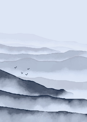 Roller blind for large window Mountains in the fog
