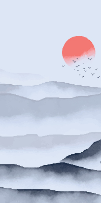 Roller blind for large window Mountains in the fog