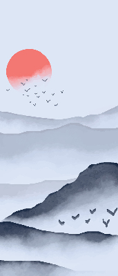 Roller blind for large window Mountains in the fog