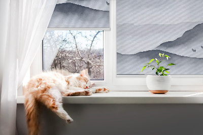 Roller blind for large window Mountains in the fog
