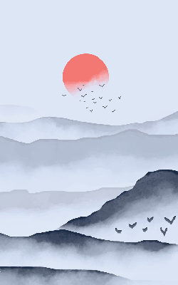 Roller blind for large window Mountains in the fog