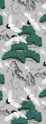 Fabric roller blind Flying Cranes