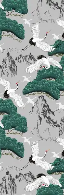 Fabric roller blind in flying cranes print