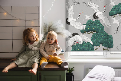 Fabric roller blind Flying Cranes